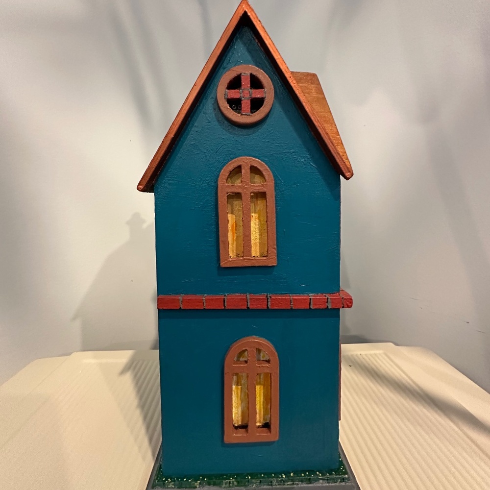 Multicolor Decorative Birdhouse – Bronze Roof, Lighting Accent, 14" Tall - Picture 5 of 11